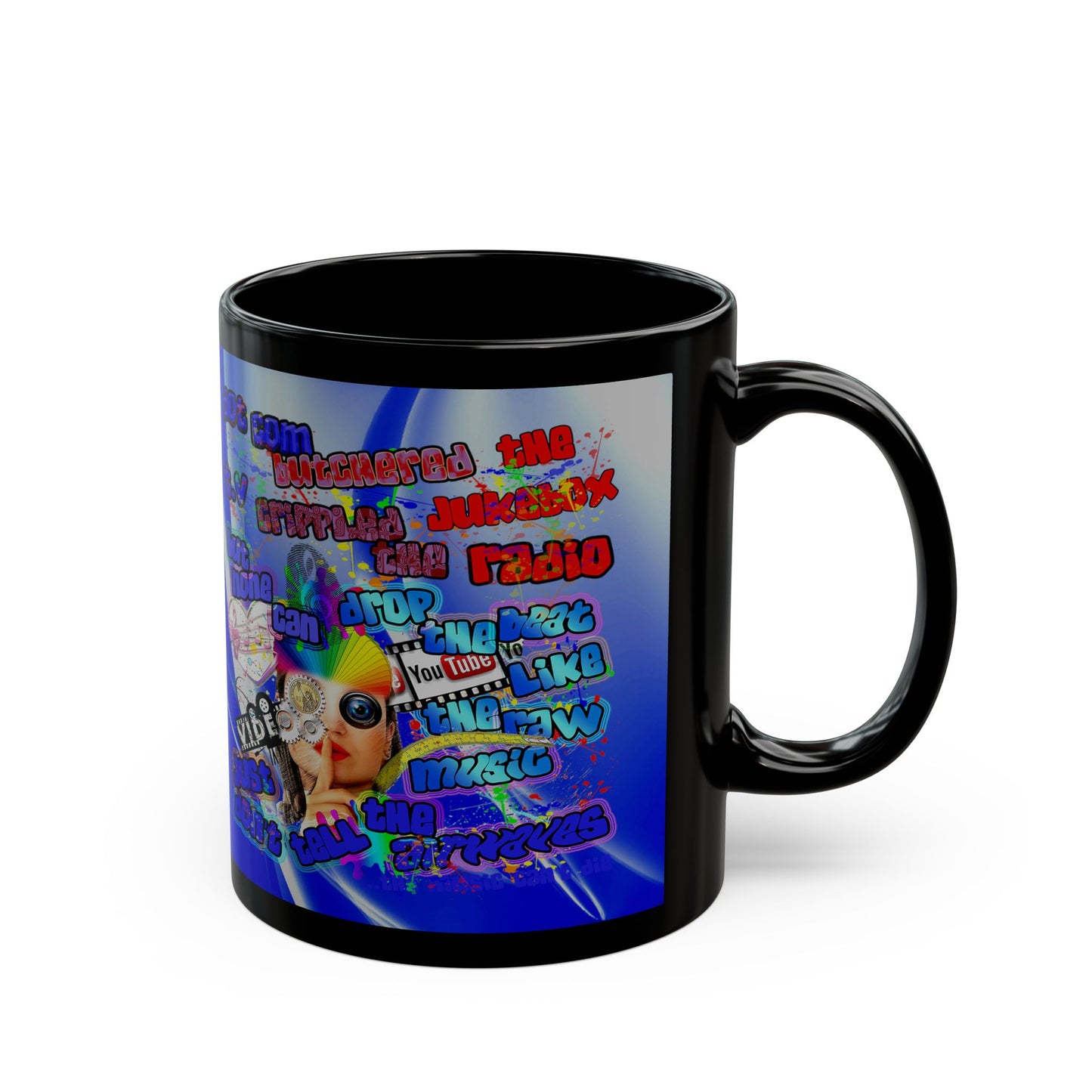drop the beat - Black Mug (blue-white wave)