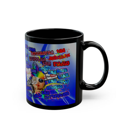 drop the beat - Black Mug (blue-white wave)