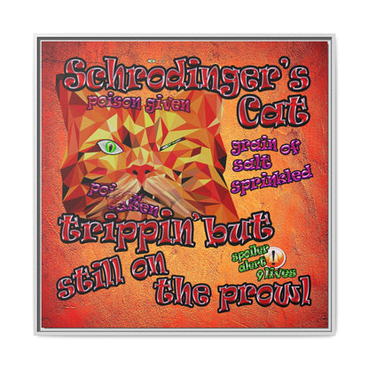 schrodinger's cat - framed canvas art (burnt orange)