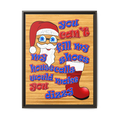 santa's shoes - framed canvas art (butterscotch wood finish)
