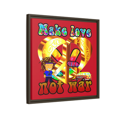 love peace - framed canvas art (dark red)