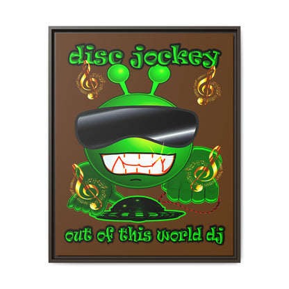 disc jockey - framed canvas art (brown)