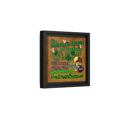 christmas spirits of boston - framed canvas art (brown papyrus)