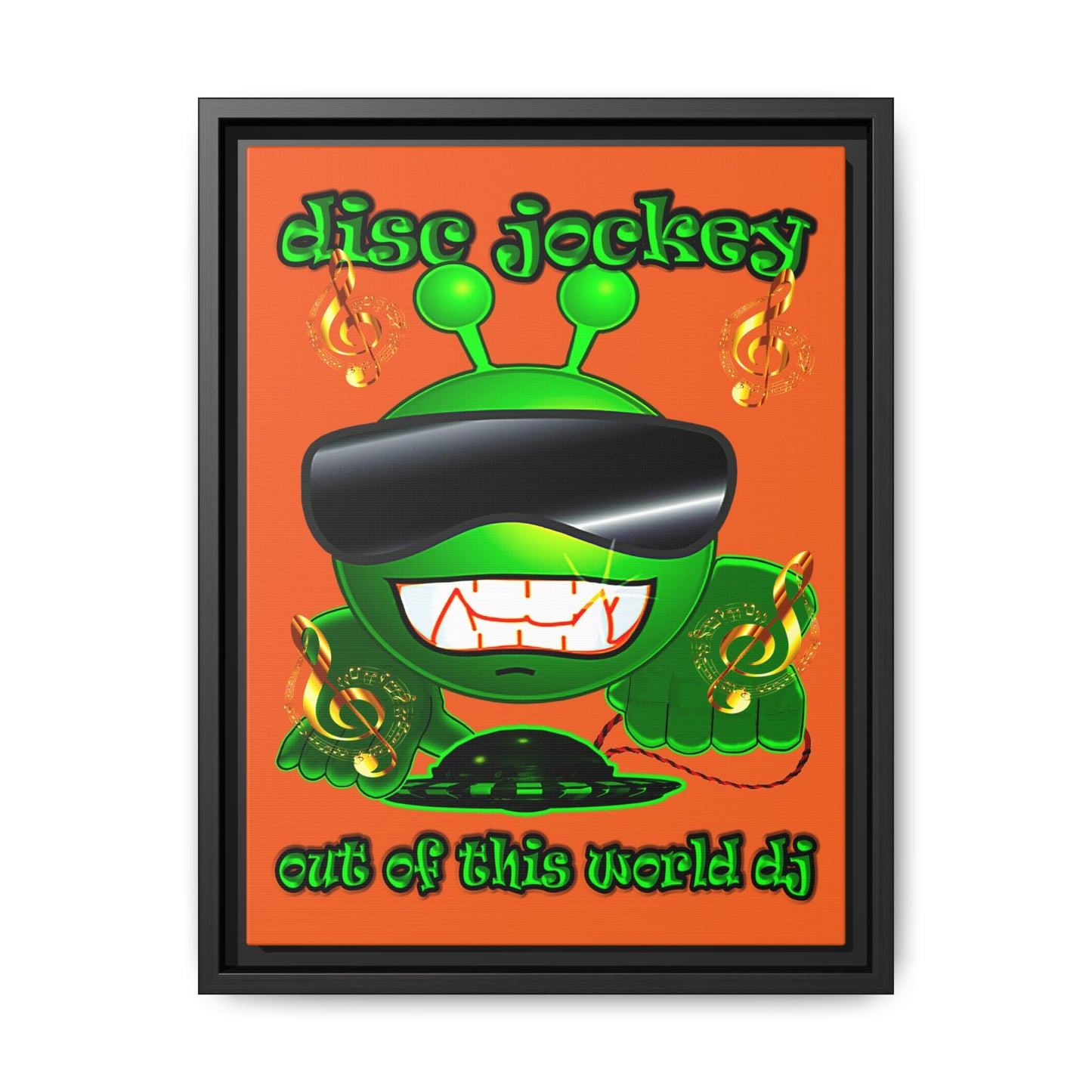 disc jockey - framed canvas art (orange)