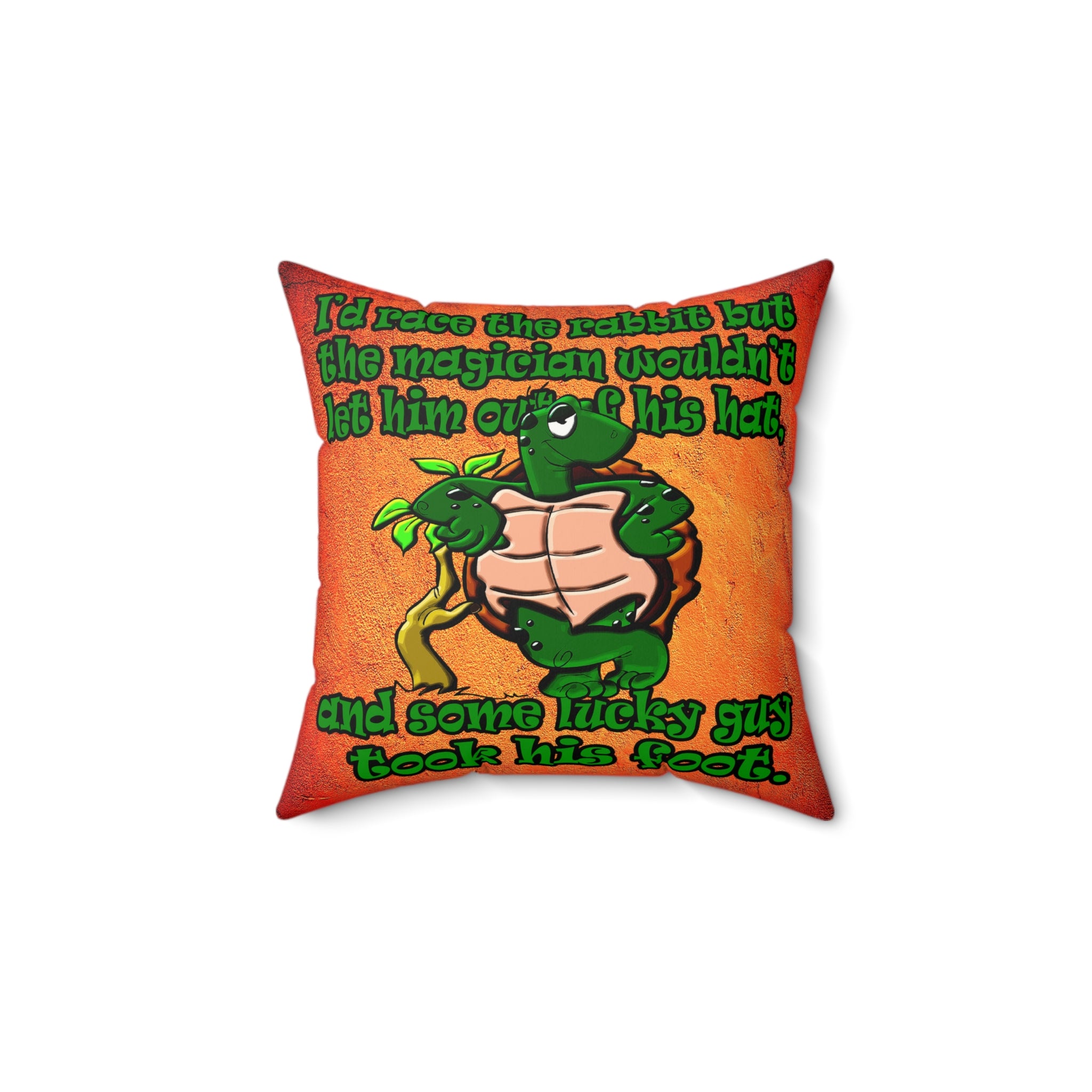 turtle race - Faux Suede Square Pillow - (burnt orange)