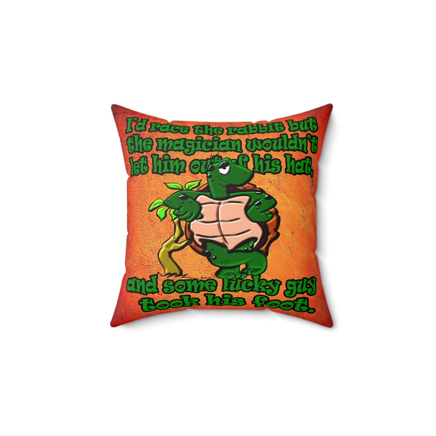 turtle race - Faux Suede Square Pillow - (burnt orange)