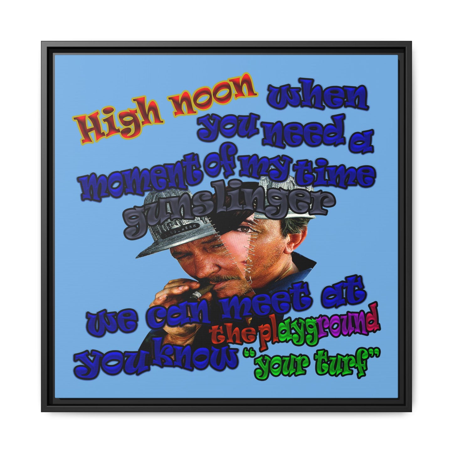 high noon - framed canvas art (light blue)