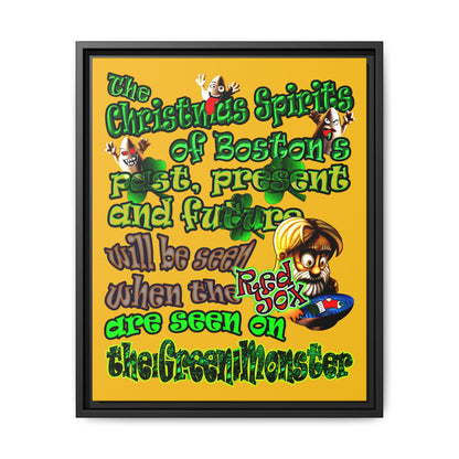 christmas spirits of boston - framed canvas art (yellow)