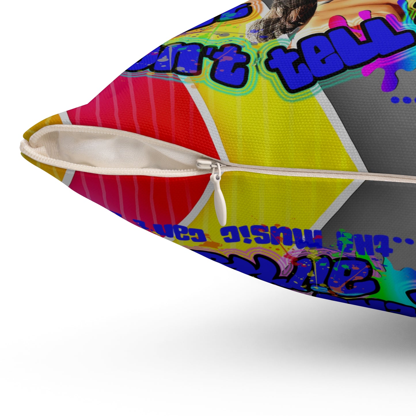 drop the beat - Spun Polyester Square Pillow - (rainbow split)