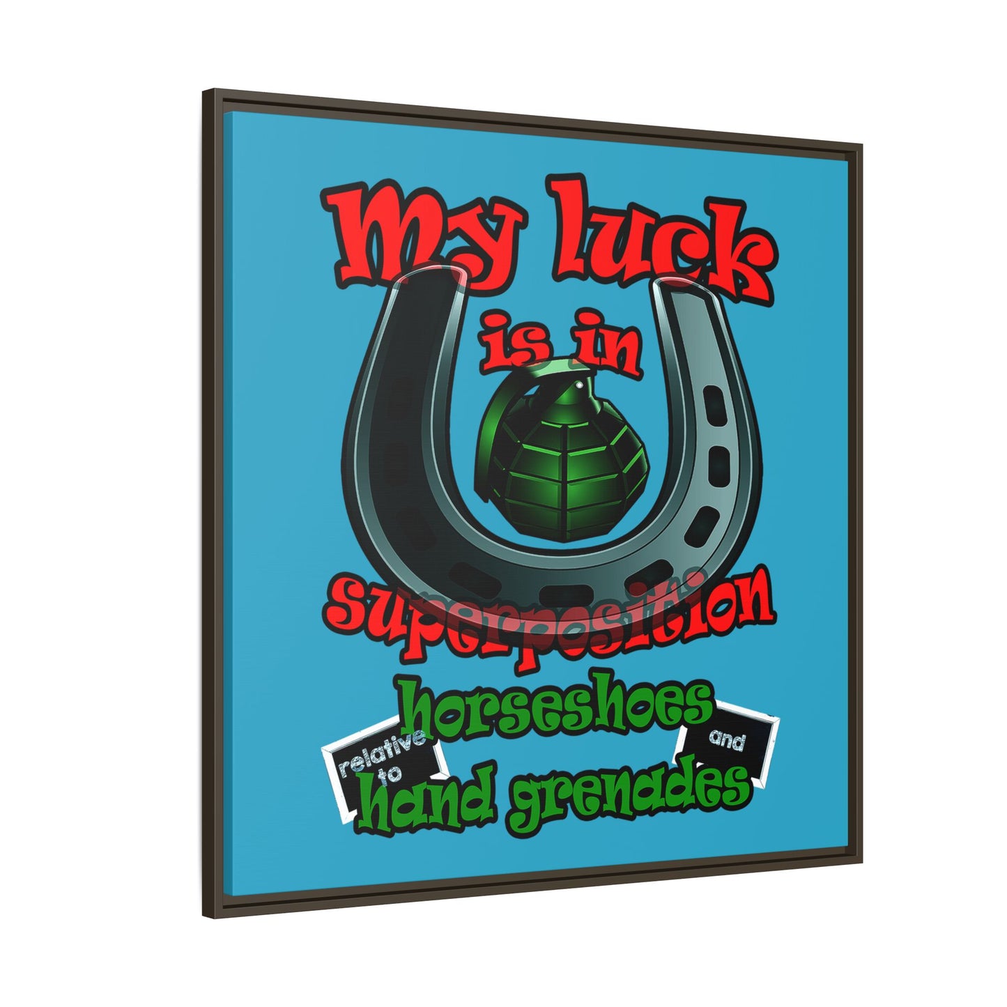 my luck - framed canvas art (turquoise)