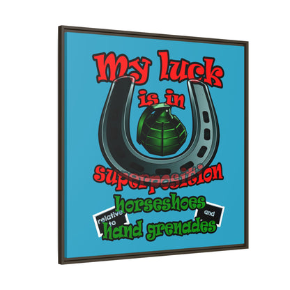 my luck - framed canvas art (turquoise)