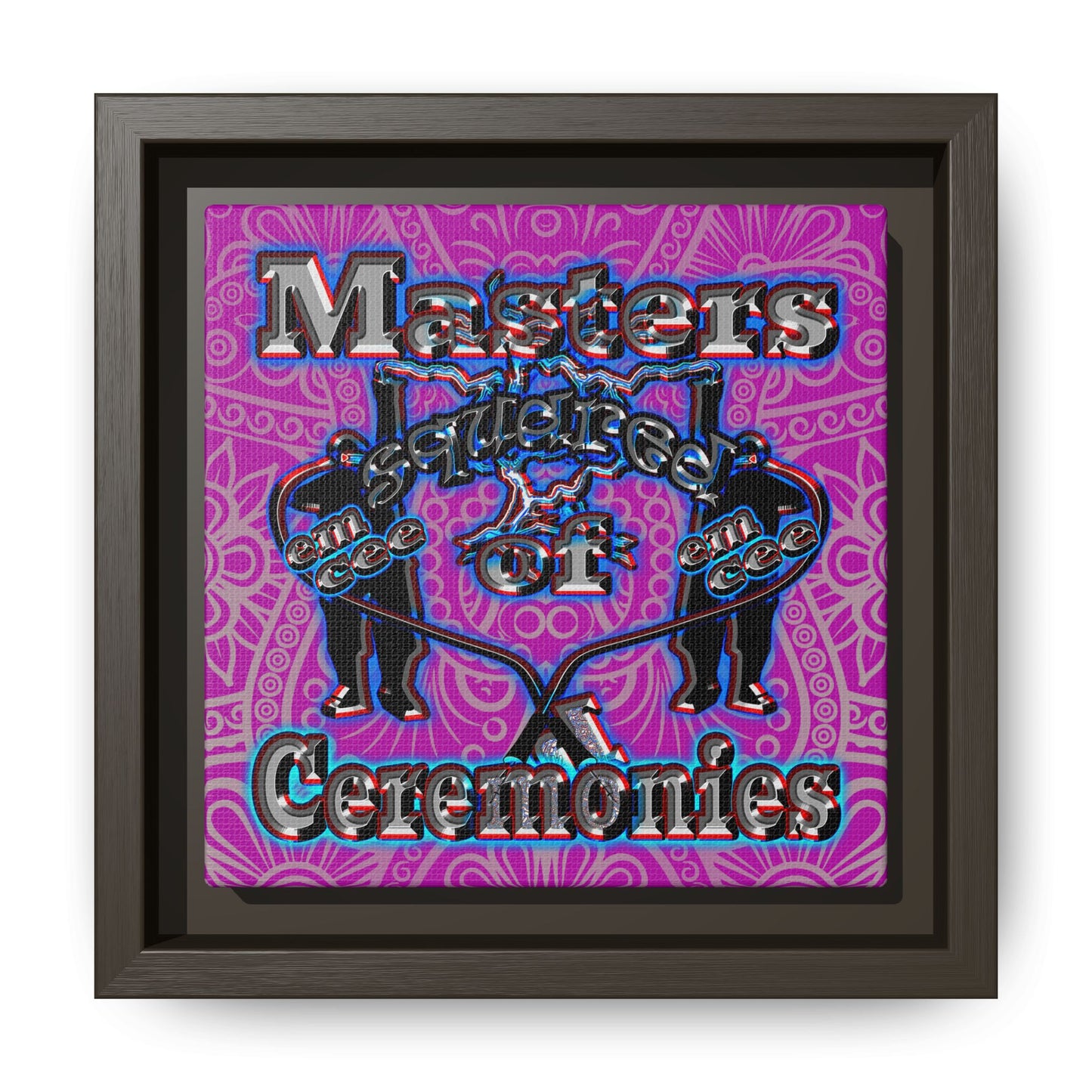 em cee squared - framed canvas art (pink swirl)