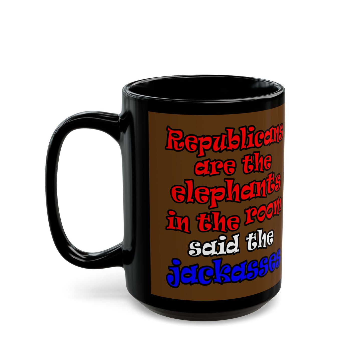 donkeys and elephants - Black Mug (brown)