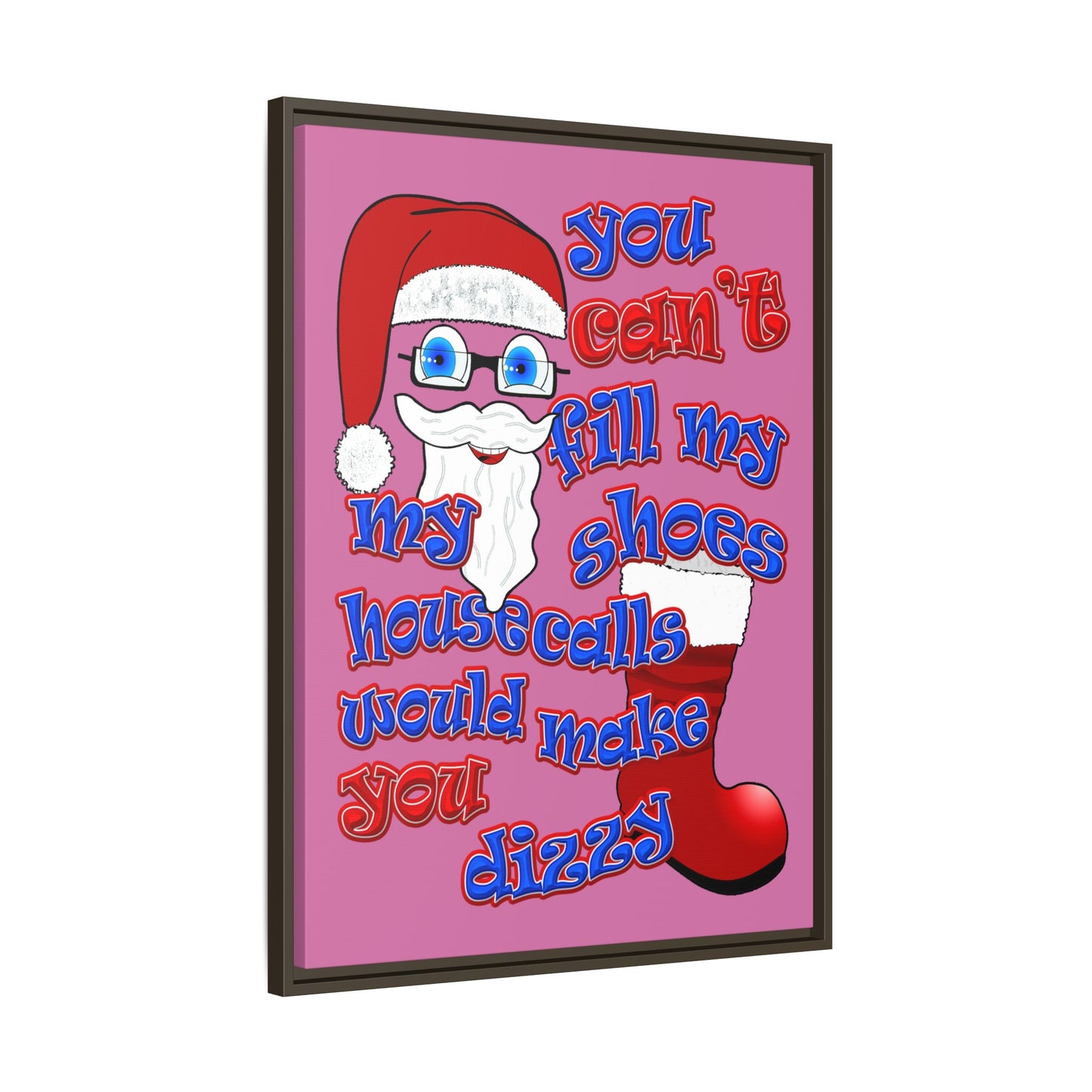 santa's shoes - framed canvas art (light pink)