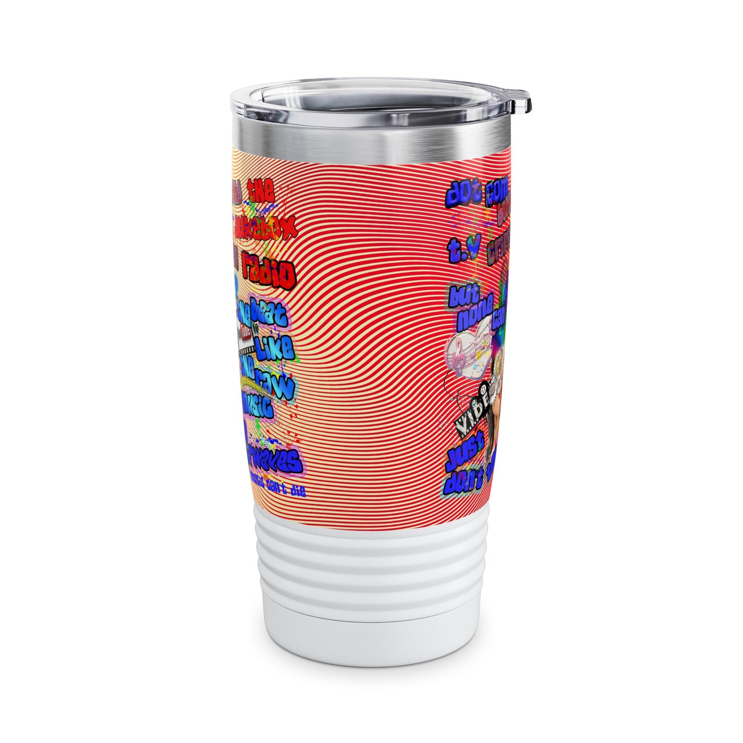 drop the beat - Ringneck Tumbler, 20oz  (yellow-orange wave)