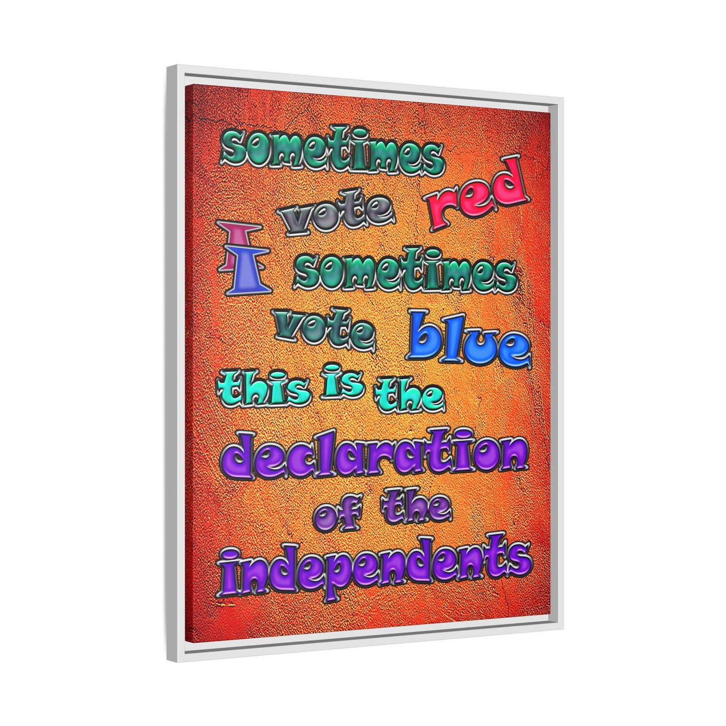 declaration of the independents - framed canvas art (burnt orange)
