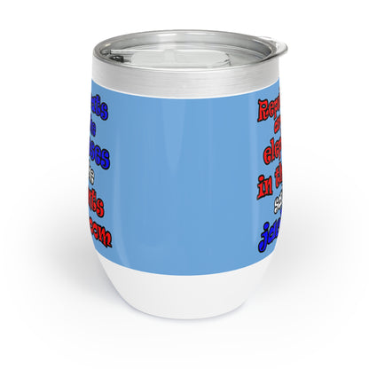 donkeys and elephants - Chill Wine Tumbler (light blue)