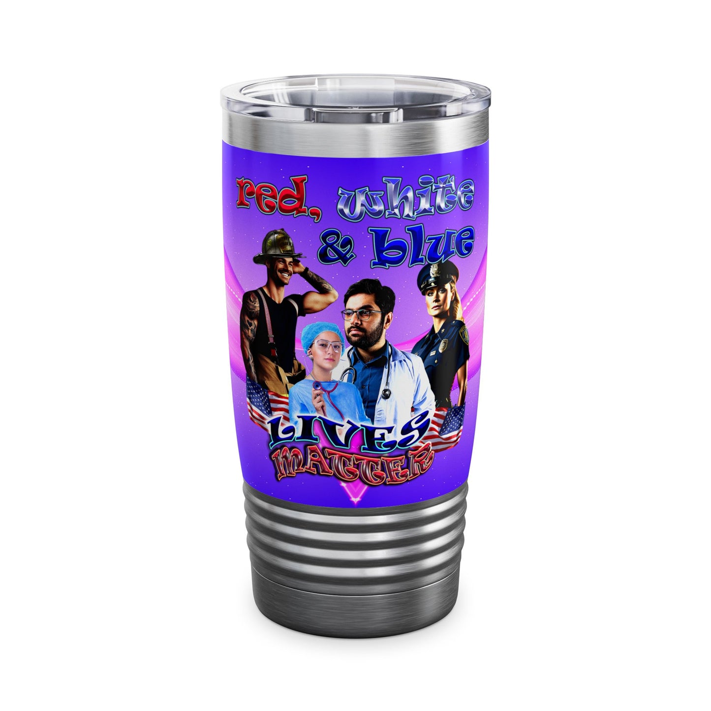 rw&b lives matter - Ringneck Tumbler, 20oz (purple-pink wave)