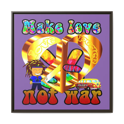 love peace - framed canvas art (light purple)