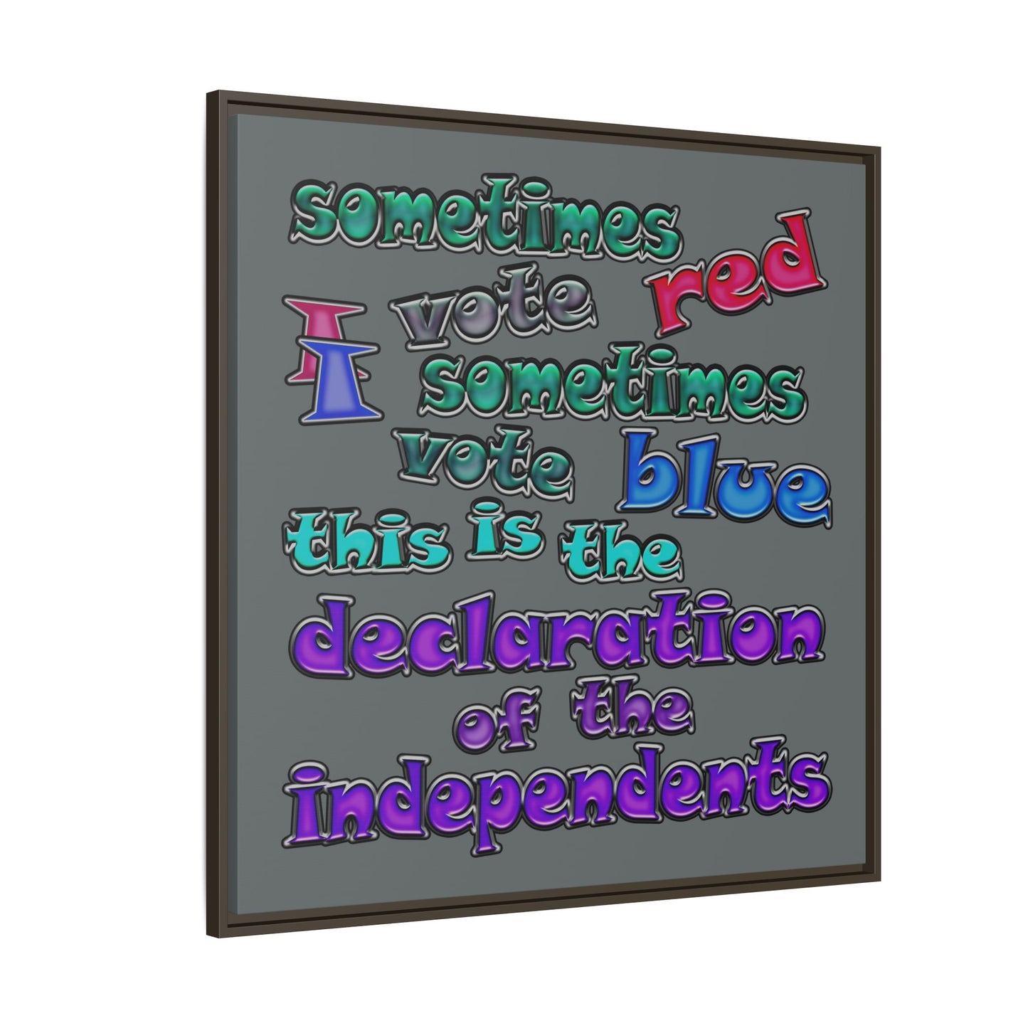 declaration of the independents - framed canvas art (dark grey)