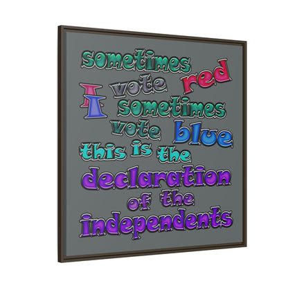 declaration of the independents - framed canvas art (dark grey)