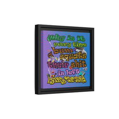 the bum's shit - framed canvas art (light blue-purple wave)