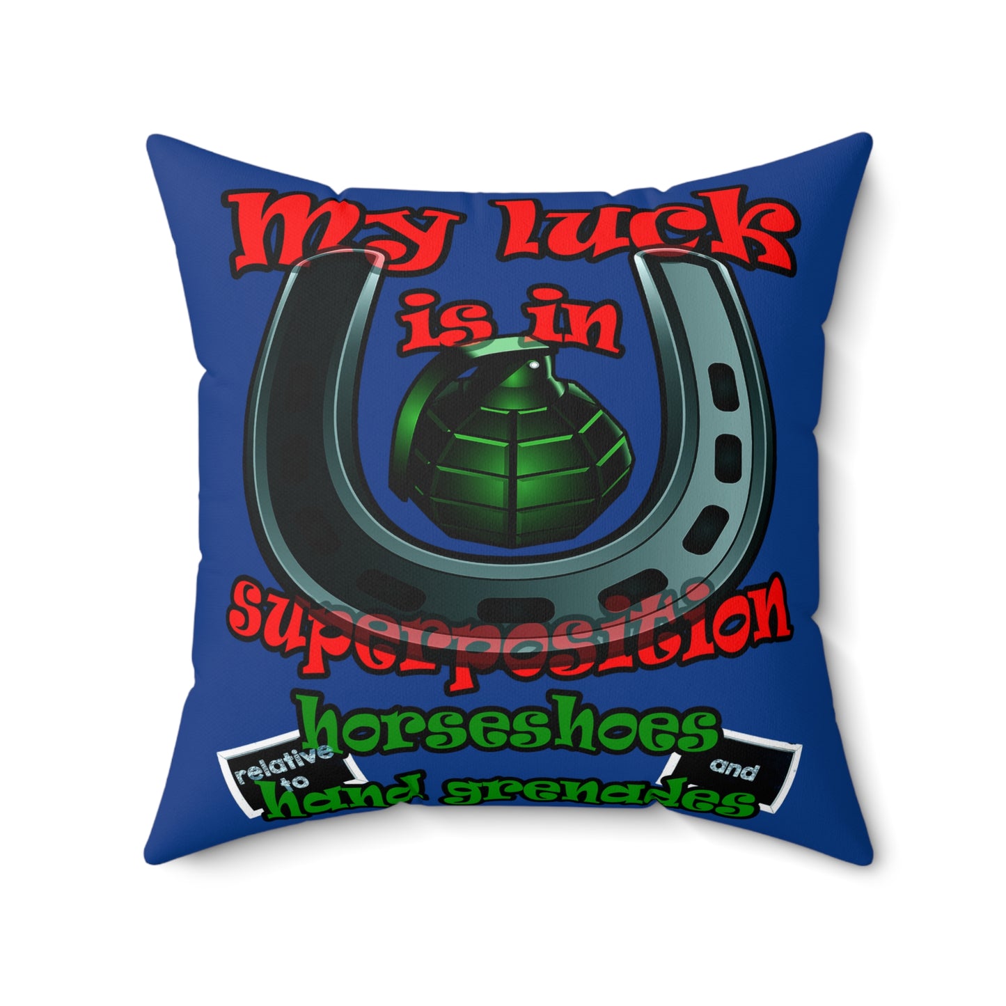 my luck - Spun Polyester Square Pillow - (dark blue)