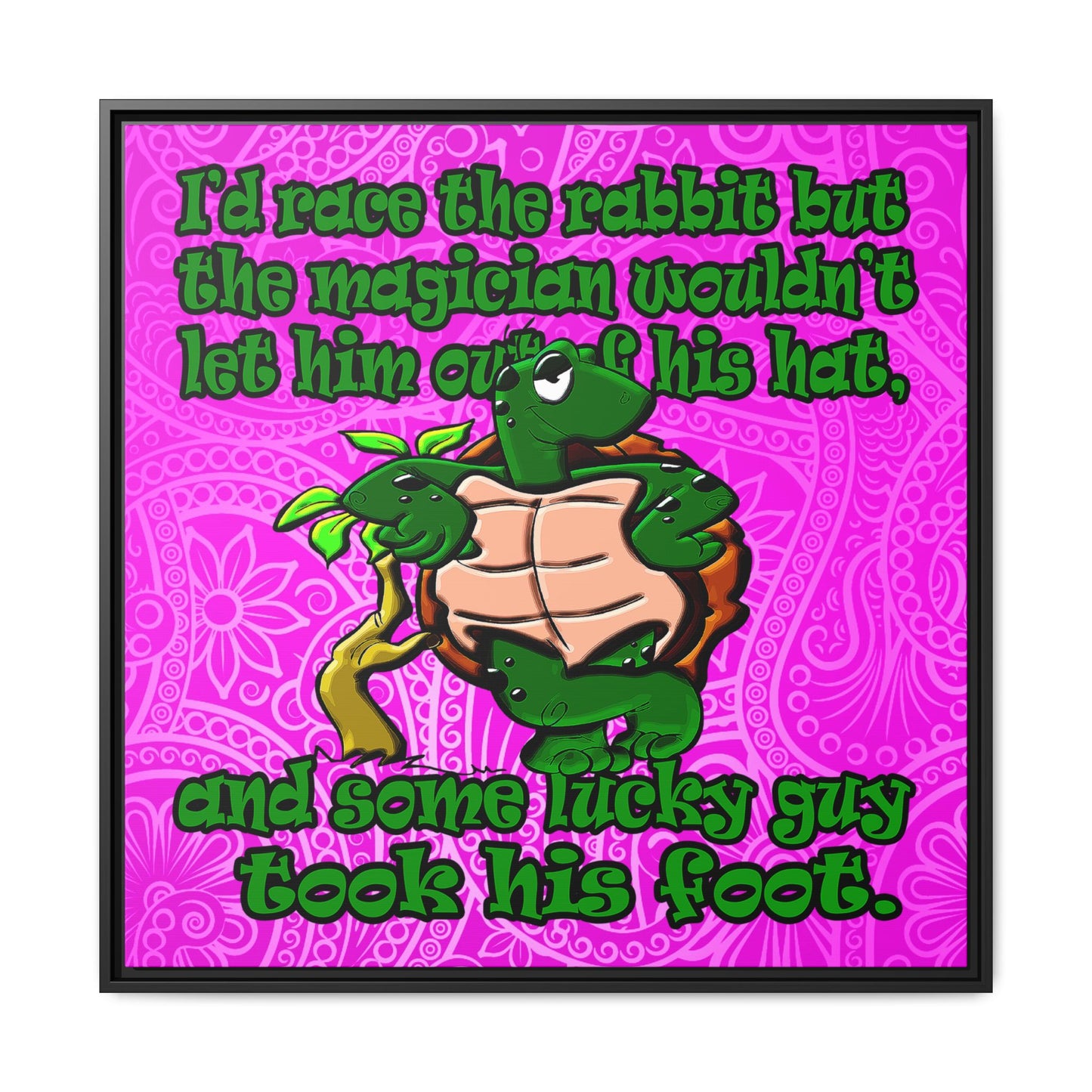 turtle race - framed canvas art (pink swirl)