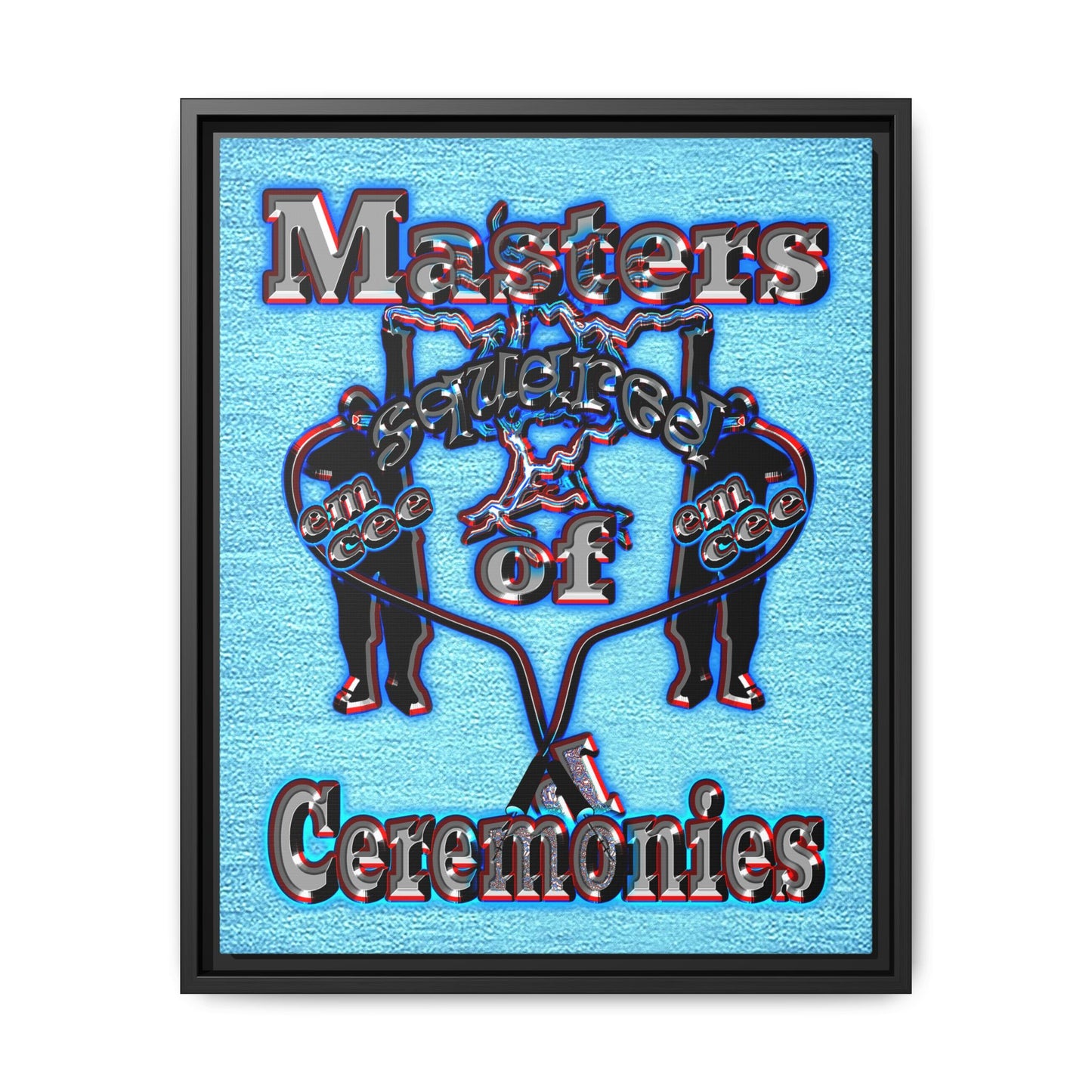 em cee squared - framed canvas art (faded blue)