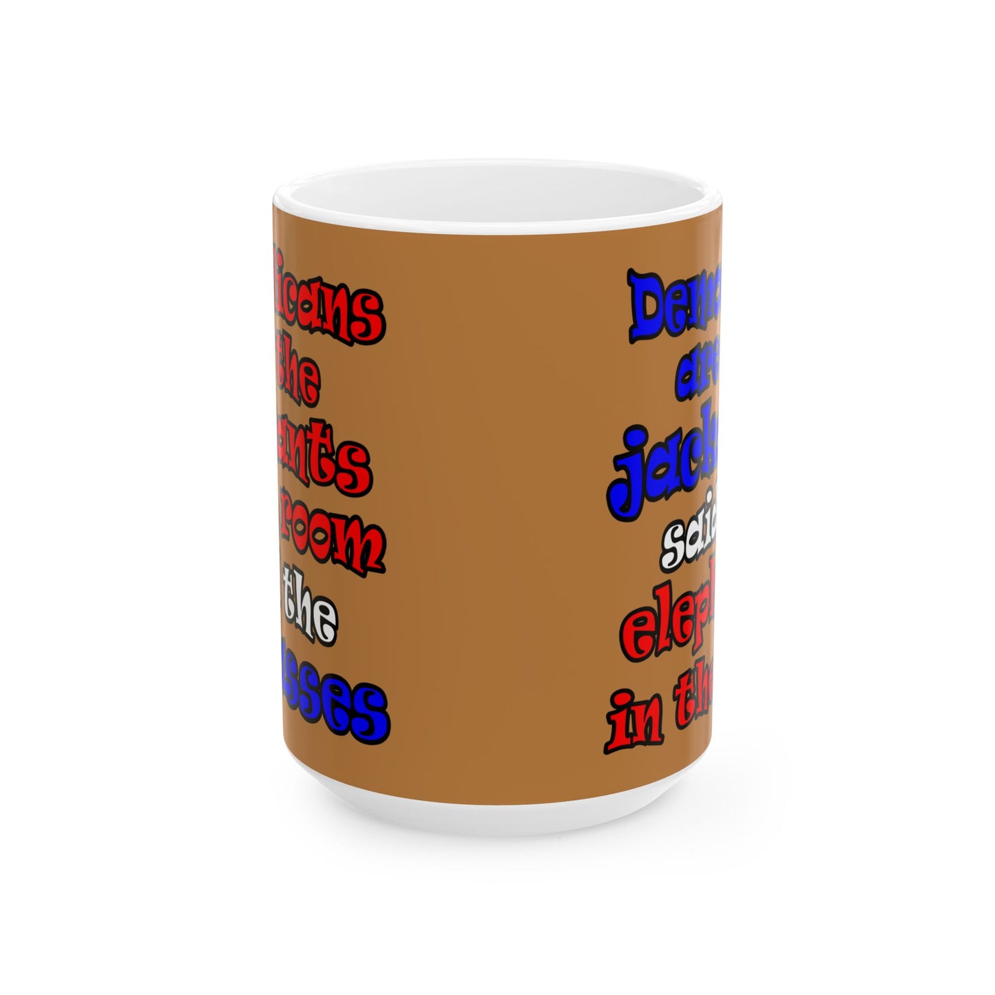 donkeys and elephants - White Mug (light brown)