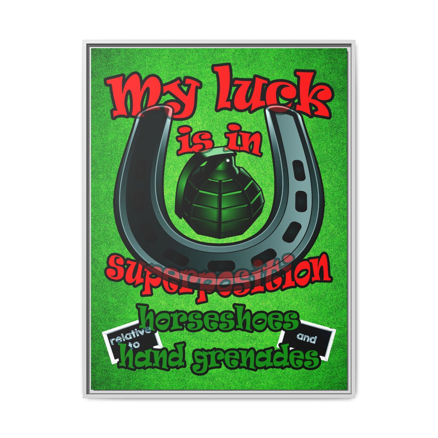 my luck - framed canvas art (green turf)