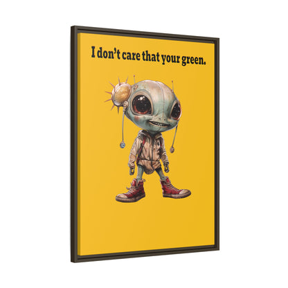 I don't care that your green - framed canvas art (yellow)