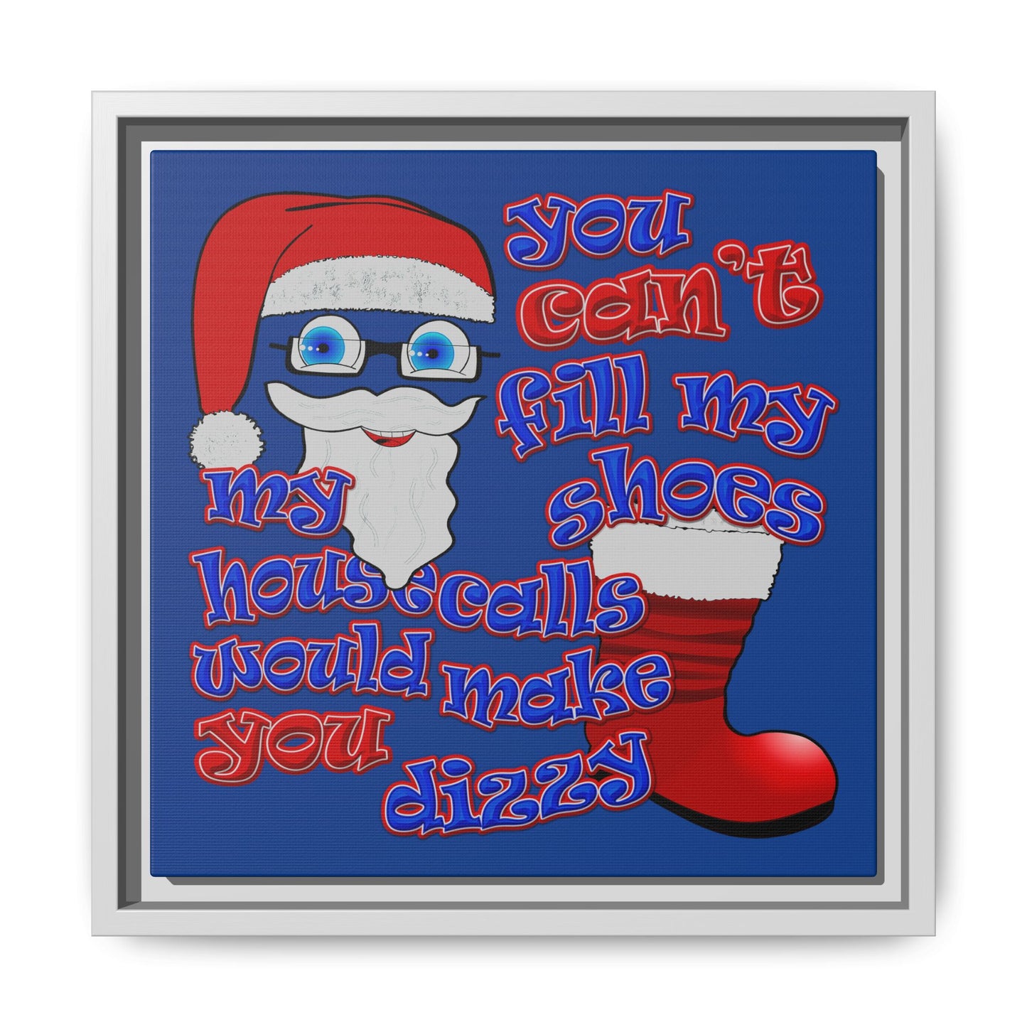 santa's shoes - framed canvas art (dark blue)