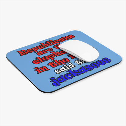 donkeys and elephants - Mouse Pad (Rectangle) (light blue)