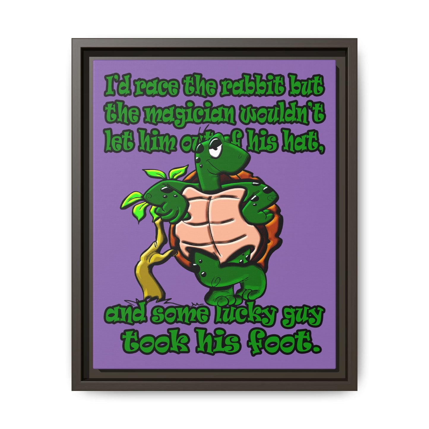 turtle race - framed canvas art (light purple)