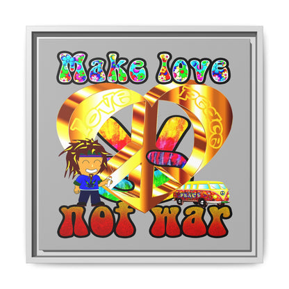 love peace - framed canvas art (light grey)