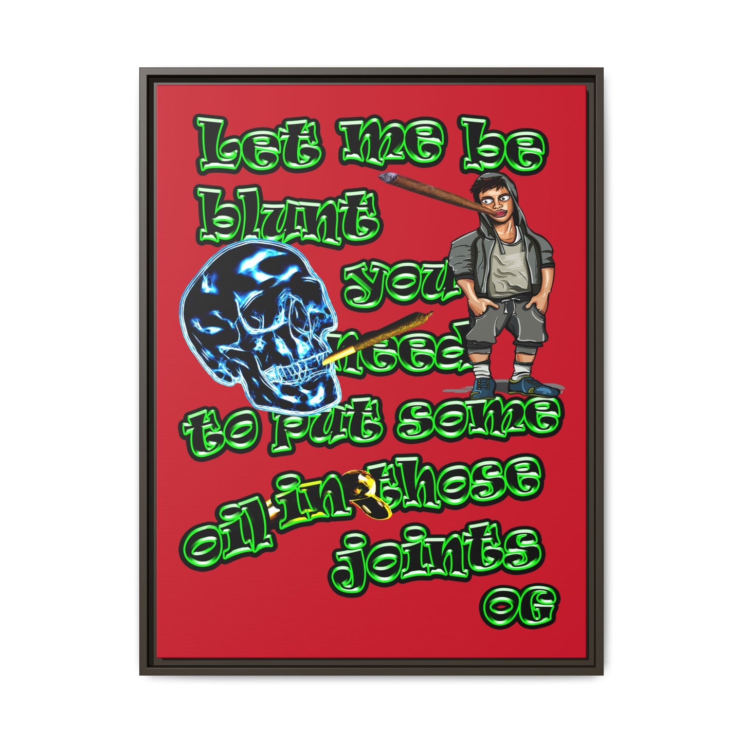 og - framed canvas art (dark red)