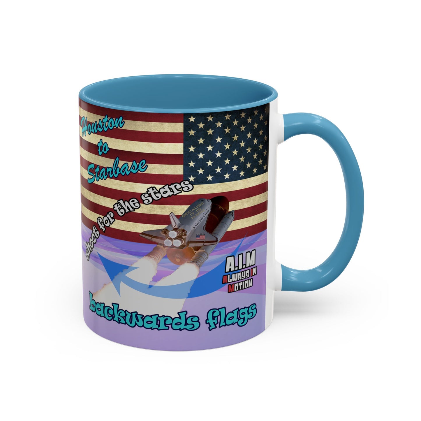 shoot for the stars - Accent Mug (light blue-pink wave)