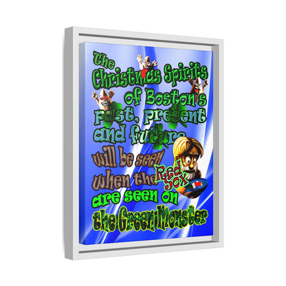 christmas spirits of boston - framed canvas art (blue-white wave)