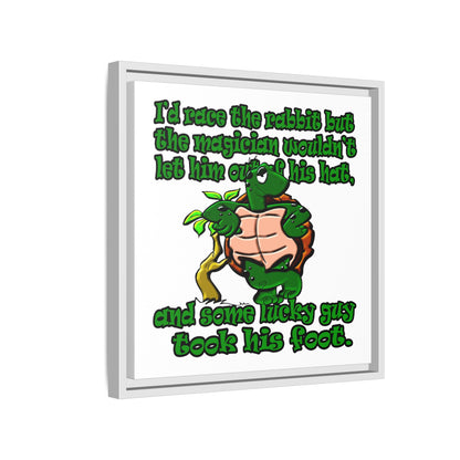 turtle race - framed canvas art (white)