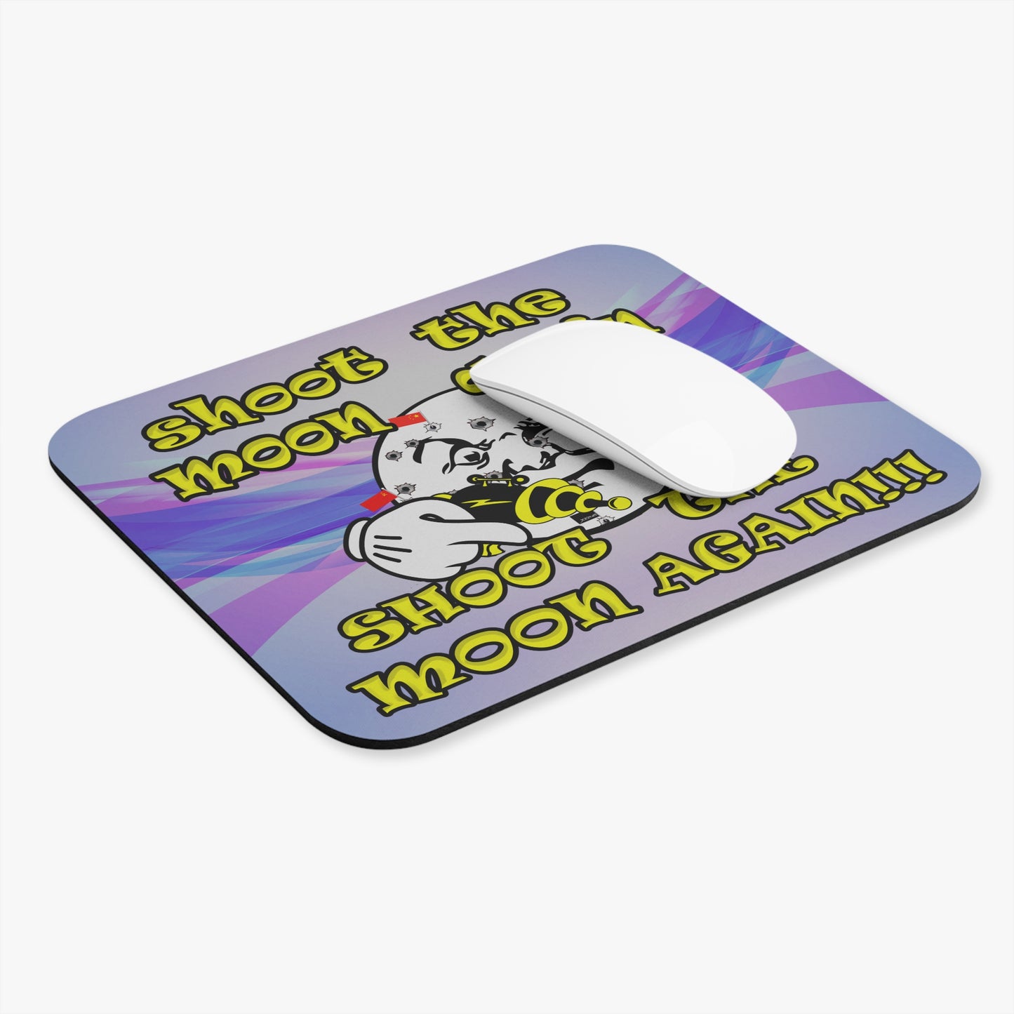 shoot the moon again - Mouse Pad (Rectangle) (light blue-pink wave)