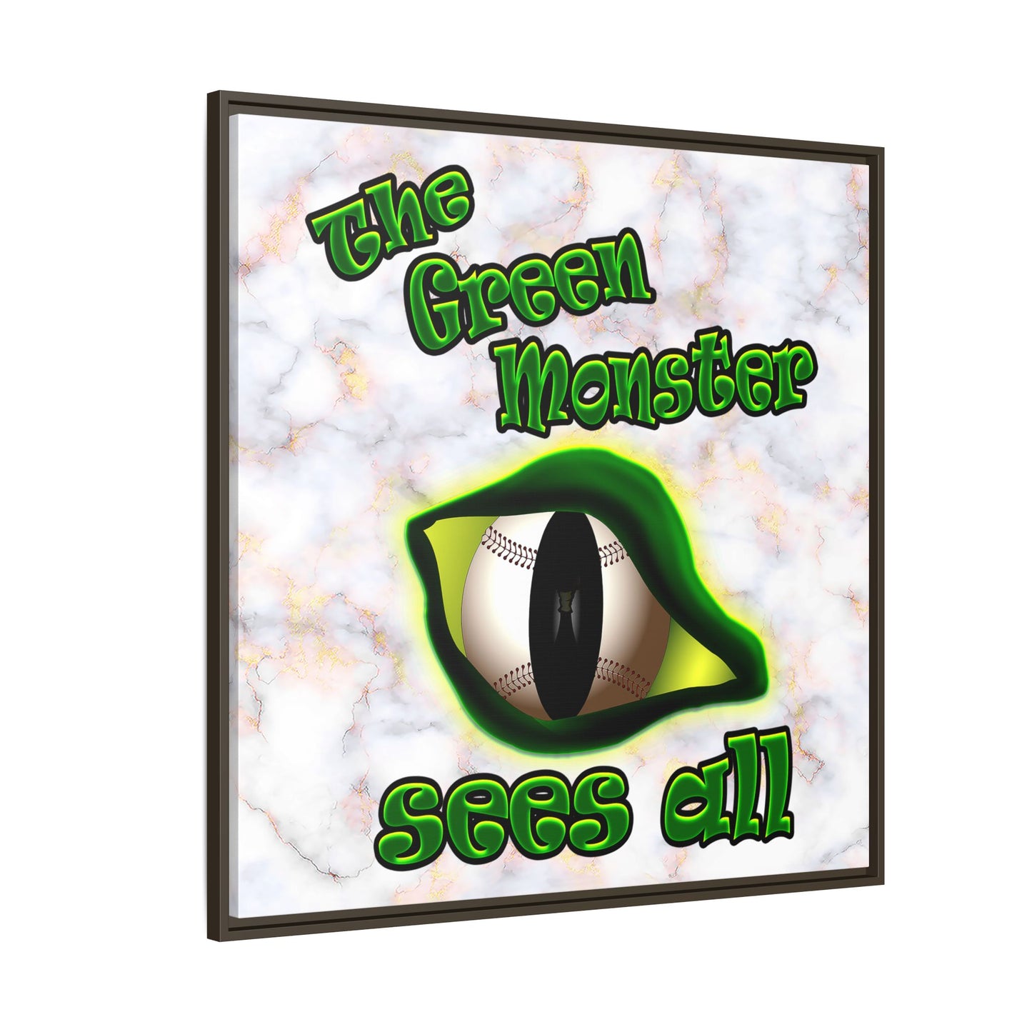 green monster - framed canvas art (white marble)