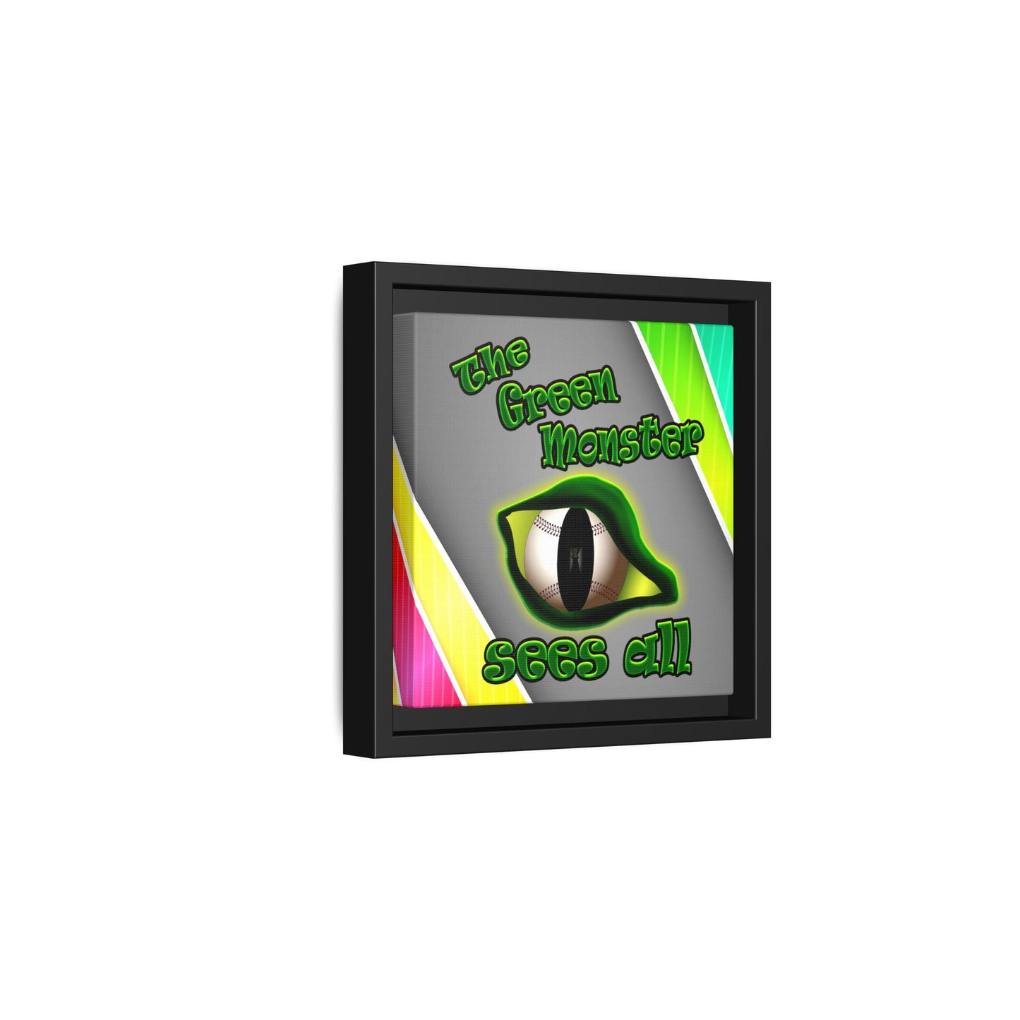 green monster - framed canvas art (rainbow split)