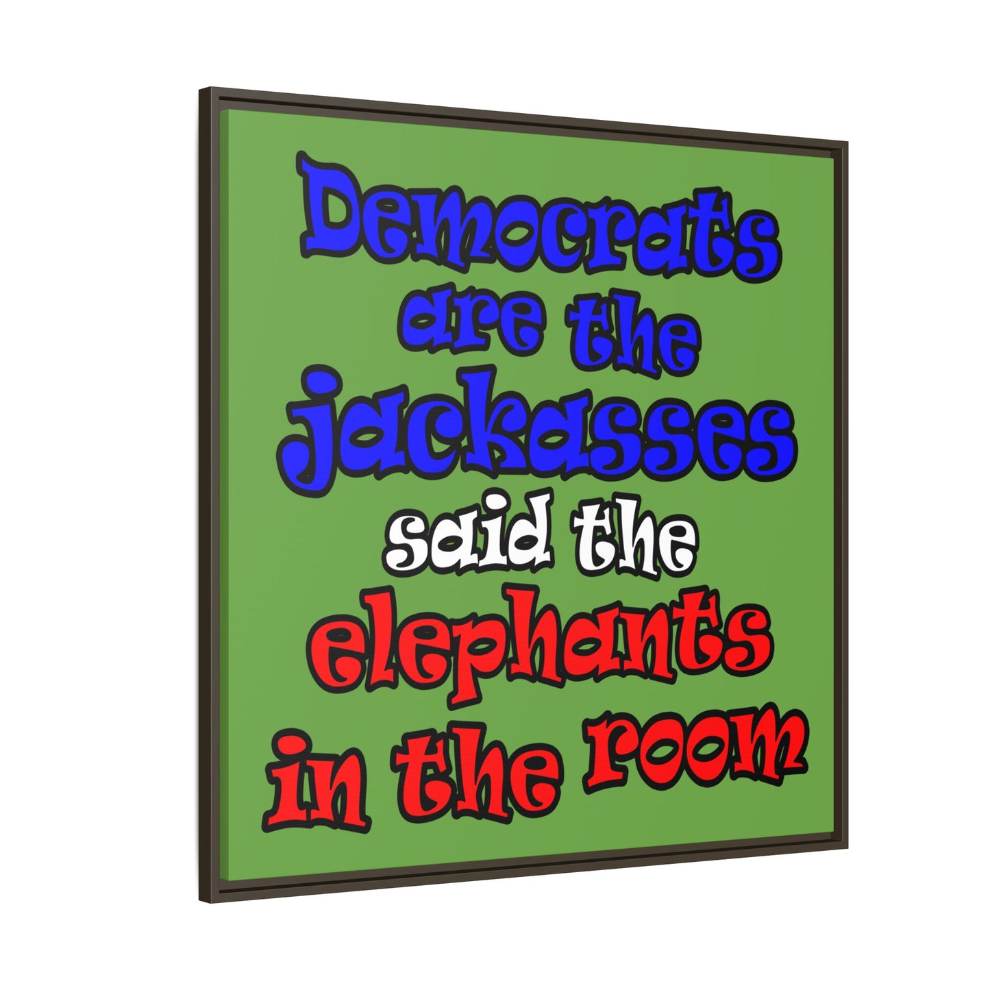donkeys and elephants - framed canvas art (green)