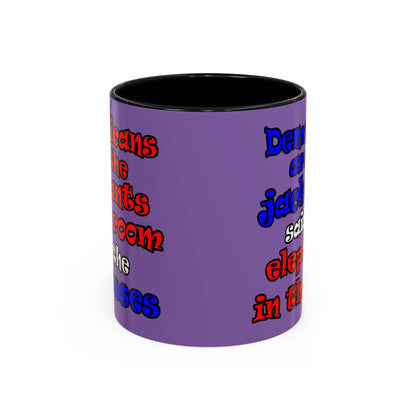 donkeys and elephants - Accent Mug (light purple)