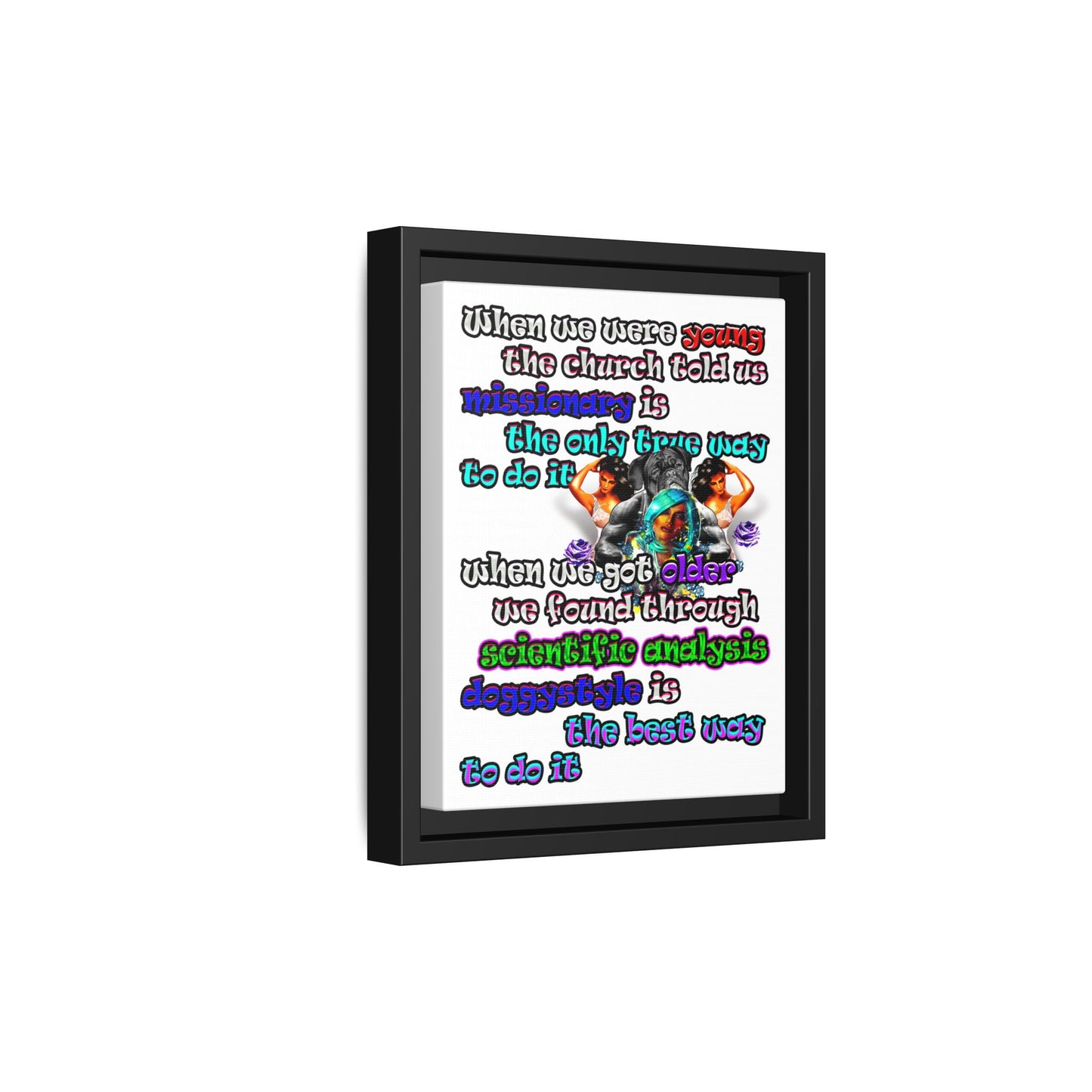 doggystyle - framed canvas art (white)