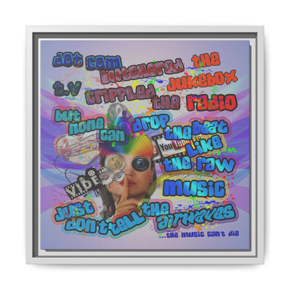 drop the beat - framed canvas art (light blue-pink wave)