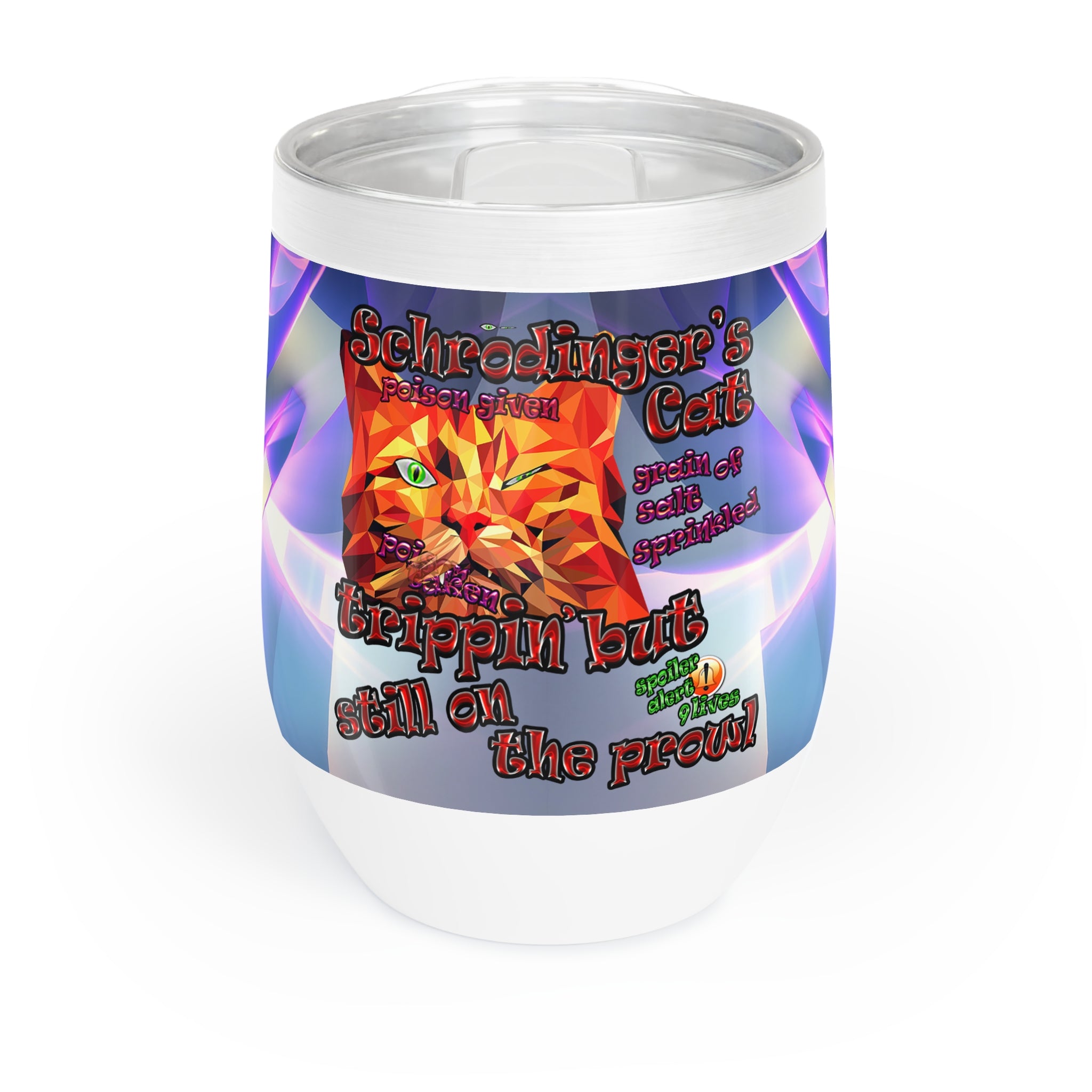 schrodinger's cat - Chill Wine Tumbler (grey-pink wave)