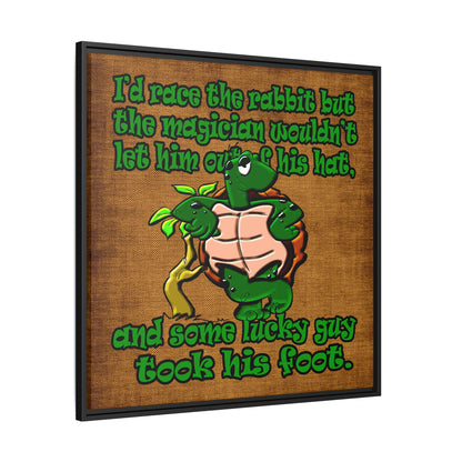 turtle race - framed canvas art (brown papyrus)
