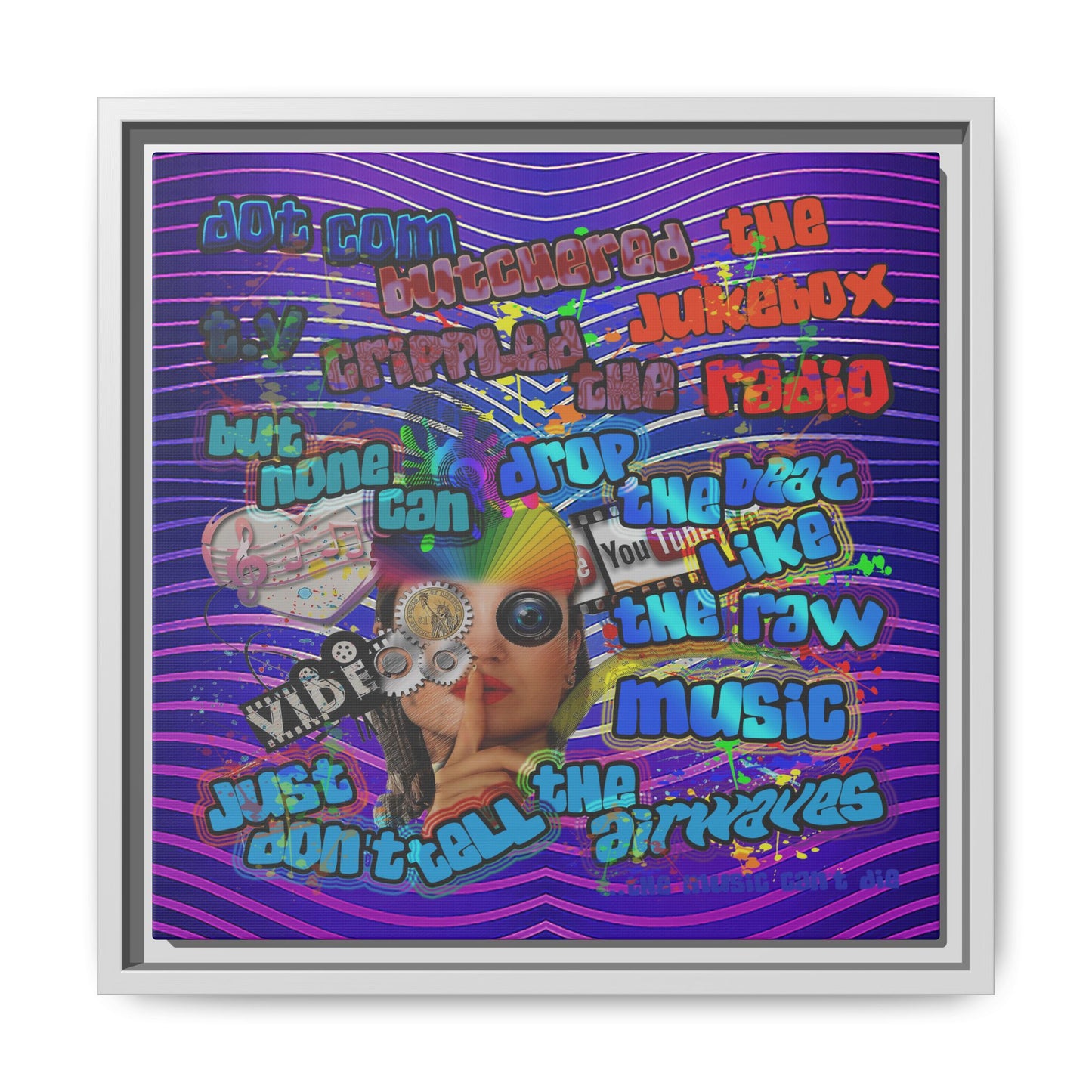 drop the beat - framed canvas art (purple wave)